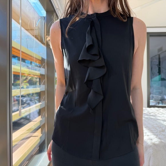 7 For All Mankind Tops - 7 For All Mankind Silk Sleeveless Ruffle Tank